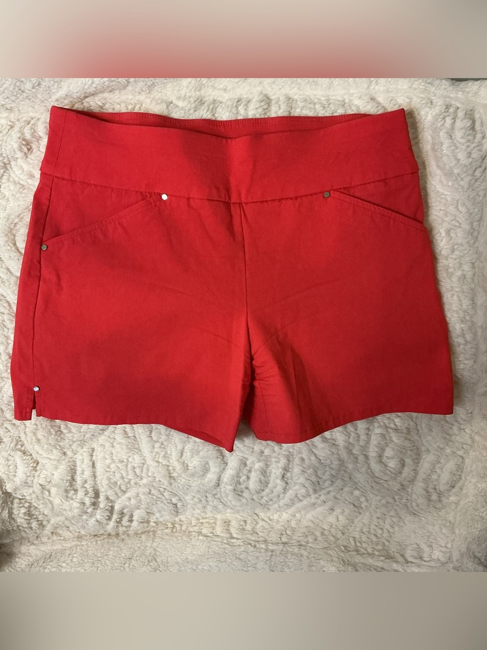 INC International Concepts Red High-Waist Stretch Shorts Sz 10